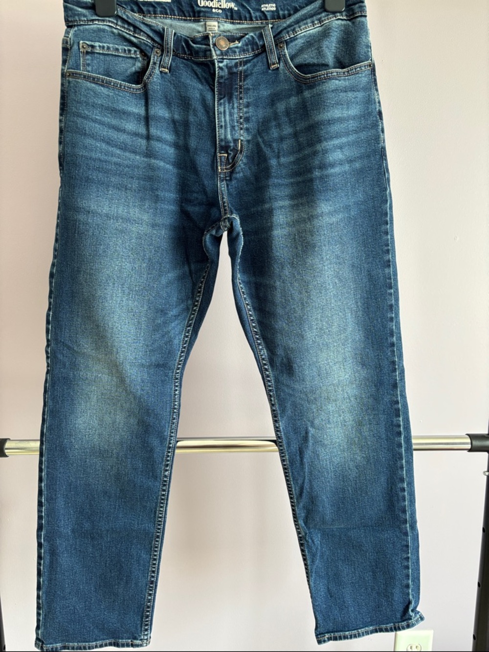 Goodfellow & Co Men's Straight-Leg Dark Blue Jeans - Picture 4 of 5